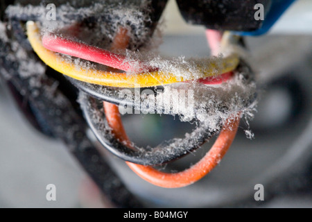 In einem Computer aufgebaut mit Staub auf alle Komponenten Stockfoto