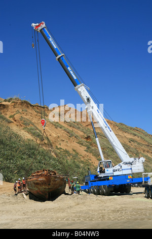 Baylys Beach - Rettung der belgische Yacht Askoy 2. Nordinsel Neuseeland Stockfoto