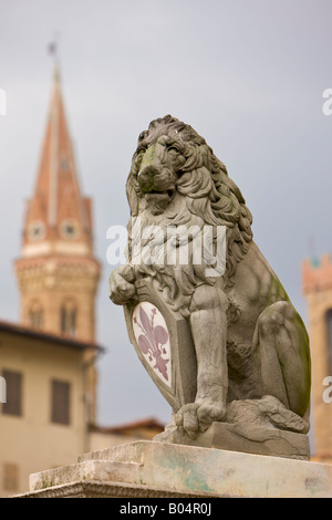 Löwenstatue in Piazza della Signoria, Florenz, UNESCO-Weltkulturerbe, Provinz Florenz, Toskana Stockfoto