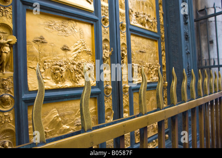 Bronze Osten Tür des Baptisteriums in Florenz, ein UNESCO-Weltkulturerbe, Provinz Florenz, Toskana Stockfoto