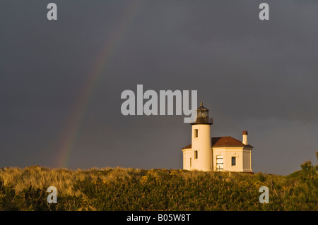 Coquille Fluss Leuchtturm und Regenbogen Bandon südliche Oregon Küste Stockfoto