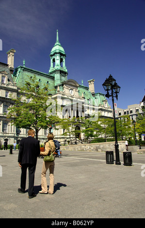 Kanada, Quebec, Montreal. Das Herz des alten Montreal, Jacques Cartier Platz, Rathaus. Stockfoto