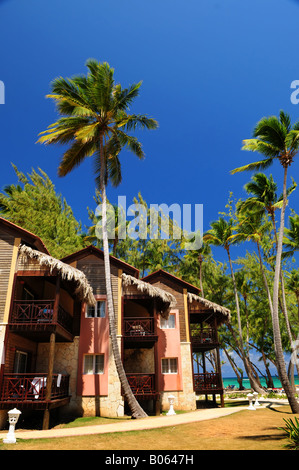 Tropischen Luxus-Resort direkt am Meer mit Palmen Stockfoto