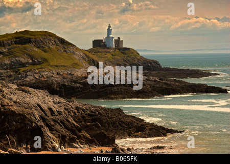 Mumbles Head Lighthouse Halbinsel Gower Stockfoto