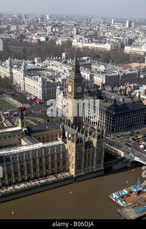 Luftbild Norden östlich der Häuser von Parlament Big Ben Schrank Krieg Zimmer ausländische Commonwealth Office City of Westminster London Stockfoto