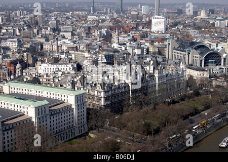Luftbild Norden östlich von Ministerium der Verteidigung alten Krieg Büro Charing Cross Station Stadt von Westminster London SW1 England UK Hig Stockfoto