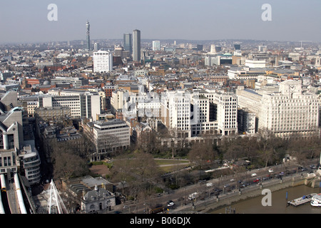 Luftbild nördlich von Savoy Place Royal Adelphi Hotel Victoria Embankment Stadt von Westminster London WC2 England UK hoch Stufe ü Stockfoto