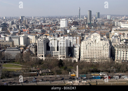 Luftbild Norden westlich von Savoy Ort Victoria Embankment Gardens Whitehall Treppe Stadt von Westminster London WC2 England UK Hig Stockfoto