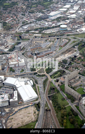 Luftbild Norden östlich von A61 A57 Straßenkreuzung Forge International Sports Centre Bahnhof-Park Square Canal Basin Sheffield S1 S Stockfoto