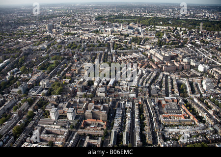 Luftbild Norden westlich von innerstädtischen Gebäude Chelsea und Knightsbridge, Kensington Gardens und Hyde Park London SW3 SW7 SW10 UK Stockfoto