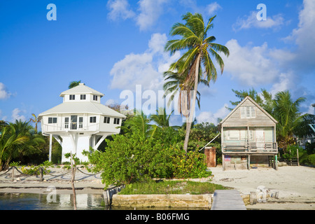 Belize, Caye Caulker, Strand Häuser Stockfoto