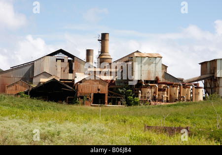 Verlassene Zuckermühle auf Kauai in Hawaii ist das Ergebnis des Zusammenbruchs des Zuckers wachsende Industrie auf der Insel Stockfoto