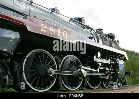 Dampfzug auf einer Eisenbahn Spur, Canadian National Railway, Alberta, Kanada Stockfoto