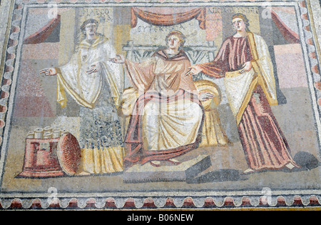 Ein Mosaik in das syrische Nationalmuseum in Damaskus, Syrien. Stockfoto