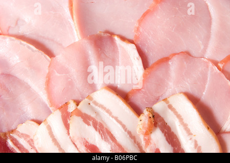 Leckeren ausgewählten Schinken Closeup Hintergrund Stockfoto