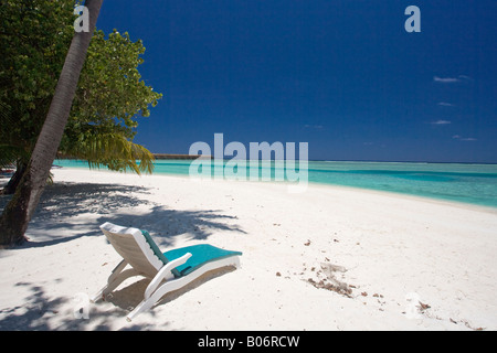 Meeru Island Resort-Malediven-Strand mit Blick auf die Lagune Stockfoto