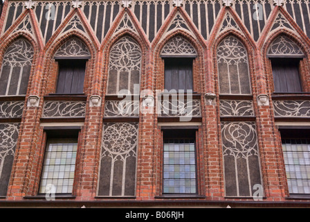 Europa, Polen, Torun, Fassade 17 Kopernikus-Straße, Geburtsort des Astronomen Nicholas Copernicus Stockfoto