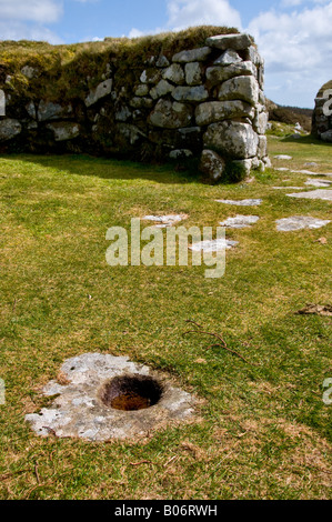 Archäologie - Archäologische Überreste einer alten Romano britischen Dorf Chysauster in Cornwall. Stockfoto