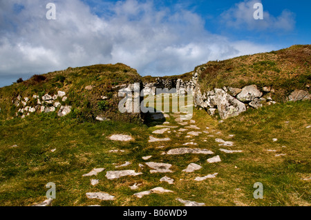 Archäologie - Archäologische Überreste einer alten Romano britischen Dorf Chysauster in Cornwall. Stockfoto