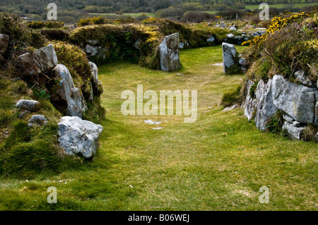 Archäologie - Archäologische Überreste einer alten Romano britischen Dorf Chysauster in Cornwall. Stockfoto