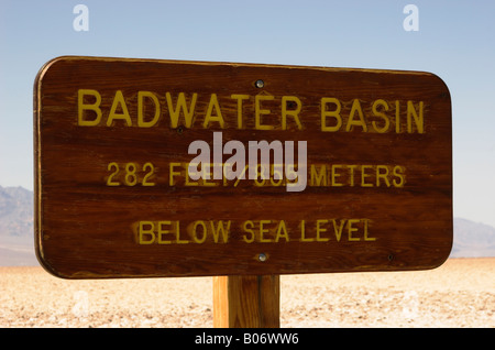 Badwater Höhe Zeichen Stockfoto