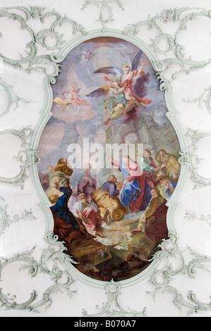 Salzburg, Österreich. Stiftskirche St. Peter (Peterskirche) Interieur. Decke-detail Stockfoto