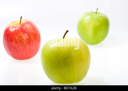 Granny Smith, Golden Delicous und Pink Lady Äpfel Stockfoto