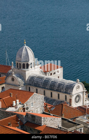 Kroatien, Sibenik Knin Region Sibenik, Kathedrale St. Jakob (b.1536) aus der St. Ana Fortress Stockfoto