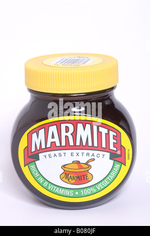 Ein Glas mit Marmite Stockfoto