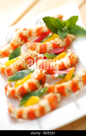 Garnelenspiesse, Garnelen Spieße Stockfoto