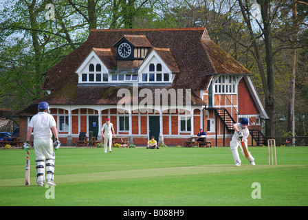 Cricket match, Charterhouse School, Godalming, Surrey, England, Vereinigtes Königreich Stockfoto