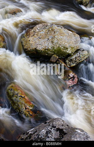 Schnell fließende Wasser über Felsen am Tavy Cleave in Dartmoor National Park Devon England Stockfoto