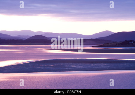 Winter Sonnenuntergang Licht auf Kyle of Sutherland, nr Dornoch, Sutherland, Schottland Stockfoto