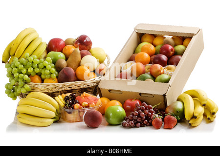 Eine ganze Reihe von bunten Obst. Stockfoto