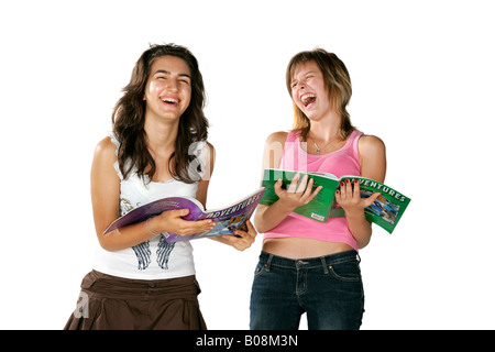 Schule positiv lernen Englisch Spaß viel Menge Kuriositäten Urlaub Studie Bildung Farbe Vertrauen Begeisterung Schulmädchen Stockfoto