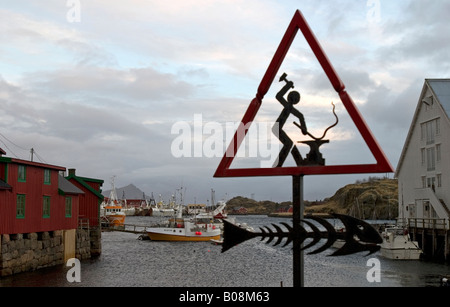 Rorbuer und Hafen in Stamsund Lofoten Stockfoto