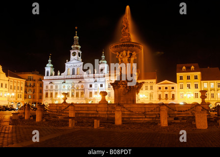 Brunnen, historische Zentrum von Ceske Budejovice, Budweis, Budvar, Süd-Böhmen, Tschechische Republik Stockfoto