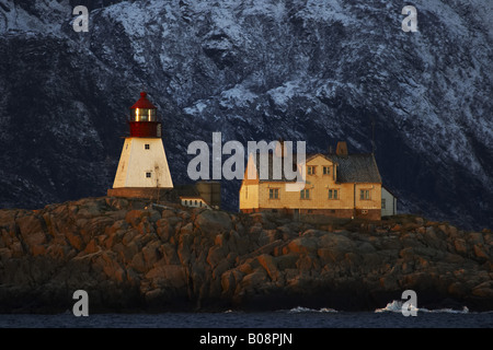 Orsvag Leuchtturm, Norwegen, Lofoten-Inseln, Vagan Kabelvag Stockfoto