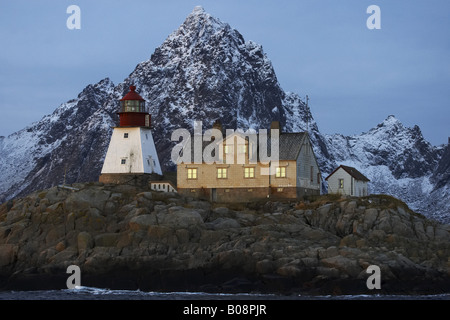 Orsvag Leuchtturm, Norwegen, Lofoten-Inseln, Vagan Kabelvag Stockfoto