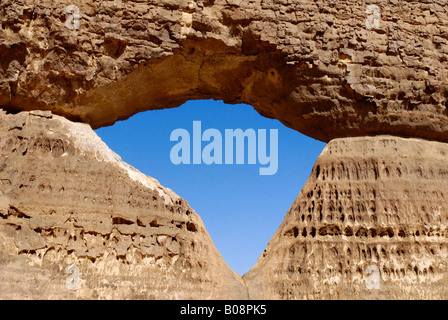 Felsformationen in Tin Akachaker, Tassili du Hoggar, Wilaya Tamanrasset, Algerien, Sahara, Afrika Stockfoto