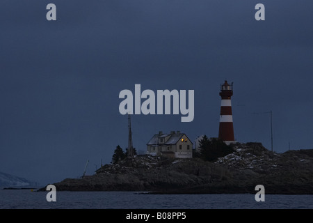 Leuchtturm auf einer Insel, Norwegen, Lofoten Lofoten Stockfoto