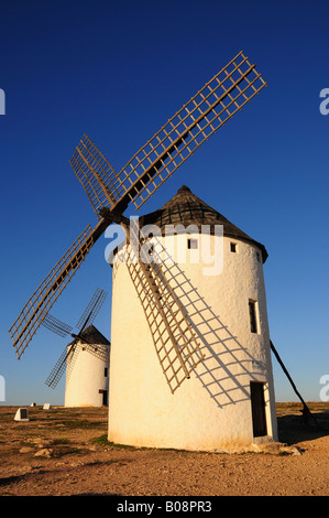 Windmühlen in am Nachmittag Licht, Campo de Criptana Region Castilla-La Mancha, Spanien Stockfoto