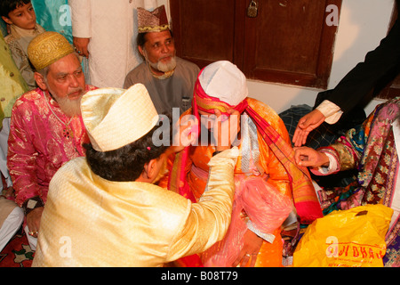 Scheich Medimir Naizi während einer Hochzeit, Sufi-Schrein, Bareilly, Uttar Pradesh, Indien, Asien Stockfoto