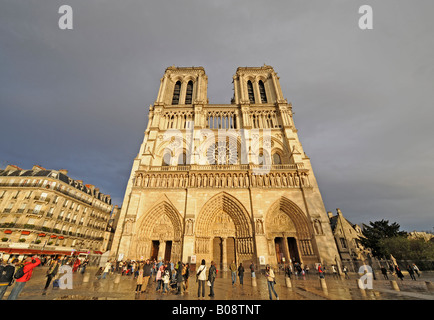 Westseite der Notre Dame in Paris, Frankreich Stockfoto