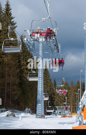 Quad Skilift, Skigebiet Jasna, Niederen Tatra, Slowakei Stockfoto