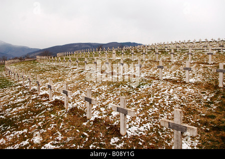 Kreuze auf einem Soldatenfriedhof, Sigolsheim, Elsass, Frankreich Stockfoto