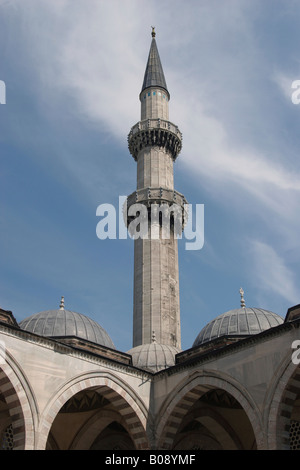 Minarett, Suleiman Moschee, Sueleymaniye Moschee, Istanbul, Türkei Stockfoto