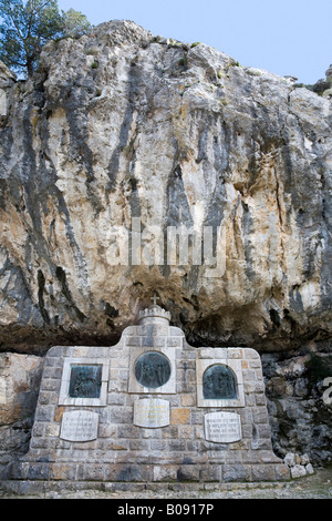 Bahnhof einen Wallfahrtsort Weg Kreisen Santuari de Lluc Kloster Lluc Tramuntana-Gebirge, Serra de Tramuntana, Mallorca Stockfoto