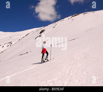 Skifahrer, trekking im Puigmal Berg Pyrenäen Lerida Katalonien Spanien Stockfoto