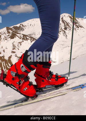 Skifahrer, trekking im Puigmal Berg Pyrenäen Lerida Katalonien Spanien Stockfoto